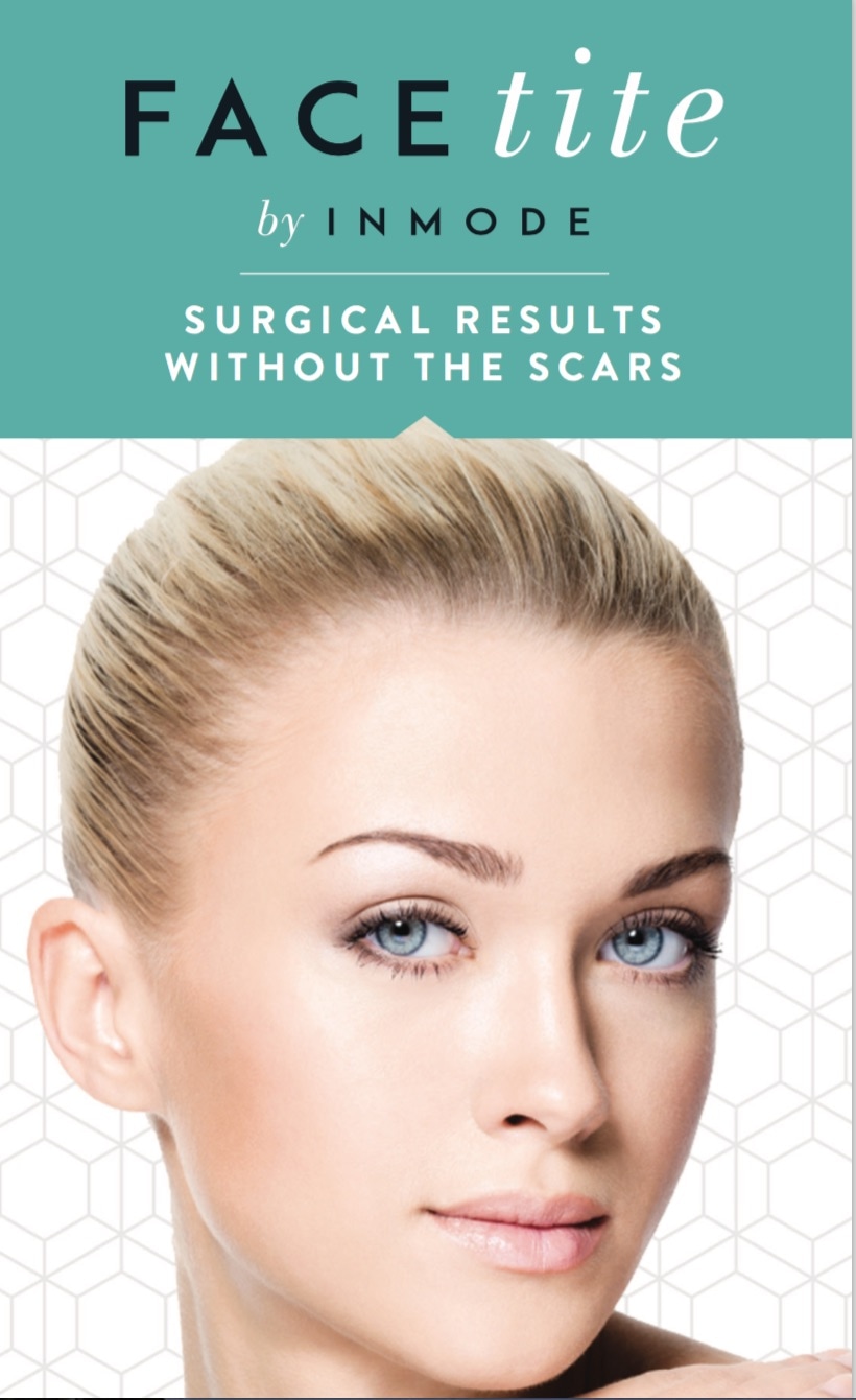 FaceTite brochure cover with woman's face